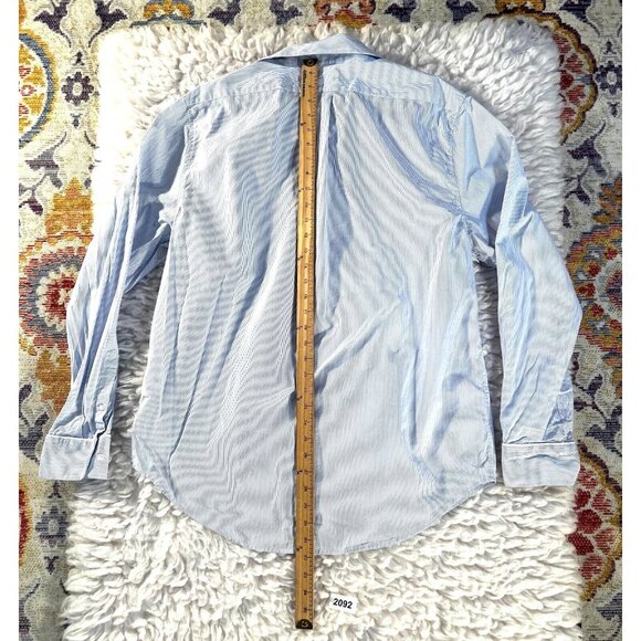 Five Four Poggy Man Men's Shirt XL Blue White Striped Long Sleeve Button Up - Picture 4 of 7